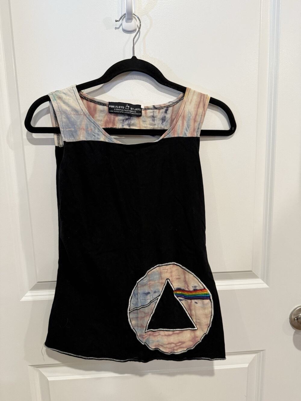 Pink Floyd Dark Side Of The Moon Black Tank Size M Open Back Prism Appliqué
